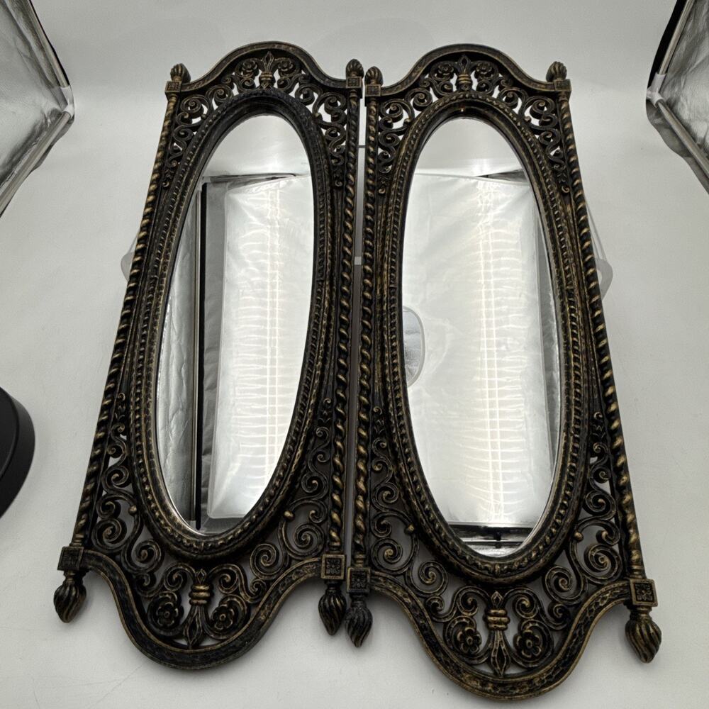 Pair Of 2 Vtg 1970s HOMCO 2356 Gothic Spanish Revival Wall Mirror NL 25x8.5” MCM